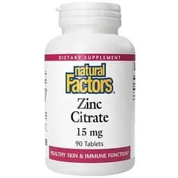 Дієтична добавка Natural Factors Zinc Citrate 15 мг 90 таблеток