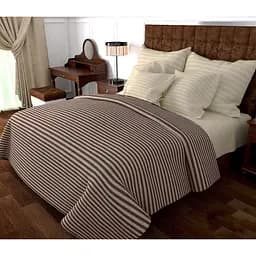 Постельное белье MERISET Коричнево-молочное Бязь страйп Евро 550036-3