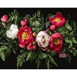 Картина по номерам Strateg Цветочная композиция на черном фоне 40х50 см (AH1249)