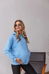 Вільний худі для майбутніх мам тринитка без начосу Chelm L-XL (46-48) Lullababe Блакитний