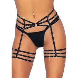 Leg Avenue RhinestOne garter Strapps OS Black