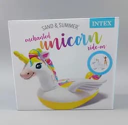 Детский надувной матрас Intex игрушка Единорог 57561 NP для отдыха в бассейне, размер 201 на 140 на 97 см