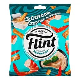 Сухарики пшенично-ржаные Flint Креветки + соус Тартар 80 г