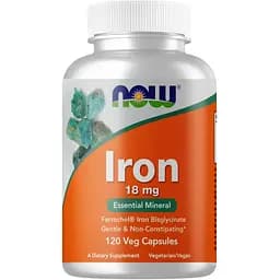 Витамины и минералы NOW Iron 18 mg, 120 вегакапсул