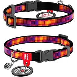 Ошейник для кошек Waudog Nylon Кубы 3Д с QR паспортом XS 20-30x1 см