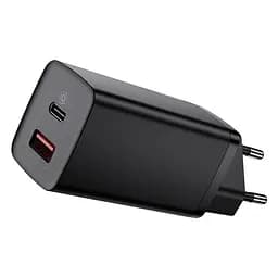 Мережевий зарядний пристрій Baseus GaN Lite 1USB + Type-C 65W CCGAN2L-B01 Black