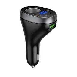 Автомобільний зарядний пристрій Hoco Z61А USB/2 Type-C PD 60W з роз'ємом прикурювача та дисплеєм чорний - мініатюра 3