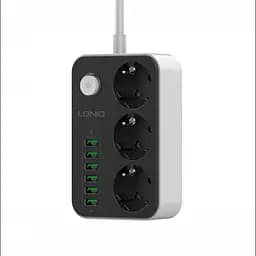 Мережевий фільтр подовжувач чорний 3 розетки з 6 USB 2м із захистом із заземленням LDNIO SE3631 2500W 10A - мініатюра 8