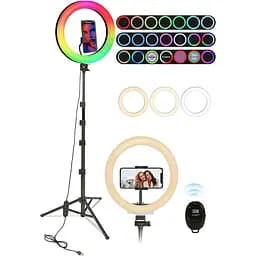 Кільцевий світильник Railee зі штативом Світлодіодний кільцевий світильник RGB 25,9 см зі штативом для камери