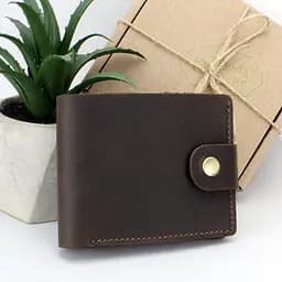 Портмоне мужское кожаное  на кнопке Handycover HC0028 коричневое