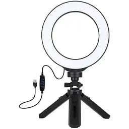 Кольцевая USB LED лампа Puluz PKT3059B 6.2+ настольный штатив