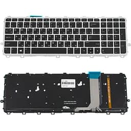 Клавіатура для ноутбука HP (Envy: 15-J, 15T-J, 15Z-J, 17-J, 17T-J series) rus, black, silver frame, підсвічування клавіш - мініатюра 2