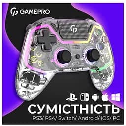 Геймпад Bluetooth джойстик GamePro GPS-13T Bluetooth 5.3/USB (PC/iOS/Android/PS3/PS4) DualShock RGB - мініатюра 11
