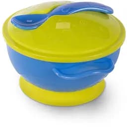 Мисочка BABOO 9-033 від 6 місяців з основою-присоскою, кришкою та ложенчою Жовта (5057778090332)