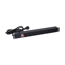 Блок розеток NVC-PDU/8M-16А Black для комутаційної шафи 19" на 8 розеток, з вимикачем (25-00073) - мініатюра 2