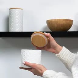 Ємність для зберігання МВМ My Home, 1100 мл, біла (KP-18 L WHITE/WOOD) - мініатюра 6