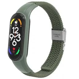 Ремінець для Xiaomi Mi Band 7/6/5/4, Braided Solo Loop, зелений, нейлоновий плетений браслет, еластичний змінний ремінець для фітнес-трекера з надійним кріпленням, ArmorStandart (ARM69905)