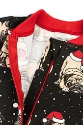 Дитячий трикотажний ромпер з начосом та різдвяним принтом Christmas pugs - мініатюра 3