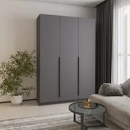 Шкаф 3-дверный MebelStar Оскар ДСП BG, блок ящиков 150x52x220 см Антрацит (MBS-4620)