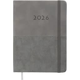 Щоденник датований Buromax Fortuna 2026 A5 штучна шкіра сірий (BM.21102-09)