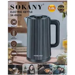 Електрочайник з обертанням на 360° Sokany SK-09018 дисковий із фільтром 3л 2000 Вт Шоколад - мініатюра 7