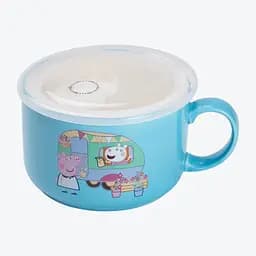 Миска для локшини Yiwu порцелянова Summer Time 770 мл з герметичною кришкою блакитна HP-15-15