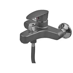 Змішувач для ванни Plamix CEZAR-009 EURO SET Graphite, зі шлангом, лійкою та кронштейном (PM0694)