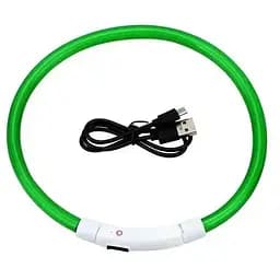 Светодиодный LED ошейник для собак с зарядкой USB, зеленый