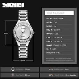 Жіночий класичнийгодинник Skmei 1262 (Сріблясті) - мініатюра 3