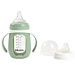 Поильник стеклянный Beaba 2 в 1, 210 мл зеленый (913537)
