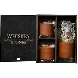 Подарунковий набір віскі Whiskey Stones №12 у дерев'яному пеналі - графин + склянки Larus