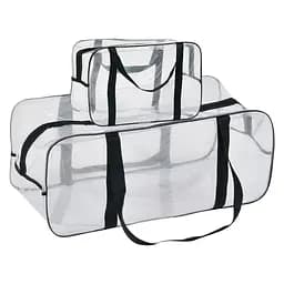 Набор прозрачных сумок в роддом: размер S 30х20х15 см + размер XL 60х25х30 см (черные)