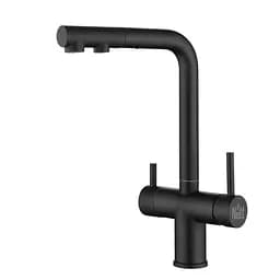 Смеситель для кухни с выдвижным изливом и подключением к фильтру черный Nett FWB-33 Черный