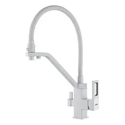 G4317-8 Змішувач для кухні однорич. силікон.гусак під фільтр лат.корп. гайка Ø35 білий Gappo 1/4, Білий