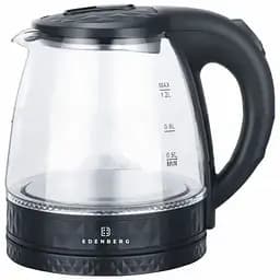 Электрочайник дисковый стеклянный 1.2л стеклянный Edenberg EB-83552 1500 Вт Черный 
