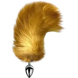 Металева анальна пробка з хвостом із натурального хутра Art of Sex size M Red fox