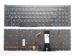 Клавіатура для ноутбуків Acer Nitro AN515, AN517, AN715 чорна без рамки різнокольорове підсвічування (blue)