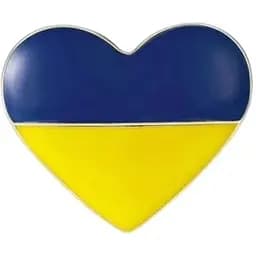 Брошь Сердце брошь-булавка символ Украины желто-голубая