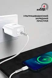 Мережевий зарядний пристрій для смартфона та планшета, AR012 24W White 1xUSB з кабелем USB-A to Lightning в комплекті, підтримка Quick Charge 3.0, швидка зарядка для iPhone та iPad, ArmorStandart (ARM69894) - мініатюра 3
