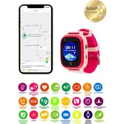 Дитячий смарт-годинник AmiGo GO005 4G WIFI Thermometer Pink Рожеві - мініатюра 10