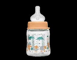 Стеклянная бутылка (Д) 120 мл. с широкой горловиной + соска с широким горлышком (Система "Actiflex") M