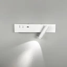 Біле бра з поворотним спотом справа + розʼєм USB Line F Арт. WJ028/2 L WT (лівий) + USB-A - мініатюра 5
