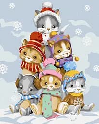 Набір для розпису по номерах Пухнастики взимку, 40x50 см, КНО6531