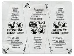 Краплі Boehringer Ingelheim Frontline Tri-Act від бліх та кліщів для собак, 2-5 кг, 3 піпетки + Плед для пікніка Frontline, темно-синій - мініатюра 6
