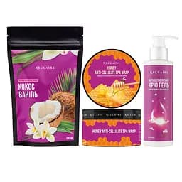Тройной медовый антицеллюлитный набор SPA Скраб+Обертывания+Крио гель Reclaire cosmetics