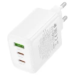 СЗУ BOROFONE BN32, 2xUSB-C+1xUSB, PD65W+QC3.0, White, Box - мініатюра 3