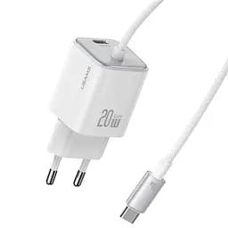 МЗП Usams US-CC261 GaN JC Ser. 20W (2USB-C) + кабель Type-C to Type-C White