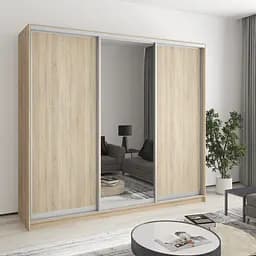 Шкаф-купе трехдверный MebelStar Комбо AL 2ДСП/Зеркало 230x45x210 см Дуб сонома (MBS-3211)