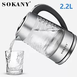 Скляний чайник Sokany SK-1027, 2200 Вт, 2,2 літра електролектроча - мініатюра 3