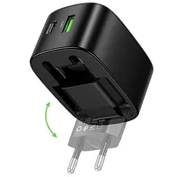 МЗП Hoco CS101A Folding PD20W+QC3.0 (1USB-A/1C) Black - мініатюра 4